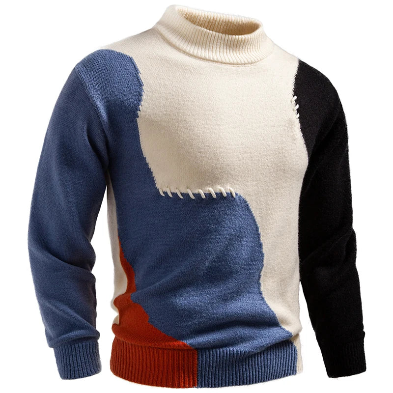 Patchwork Knitted Warm Pullover Sweater