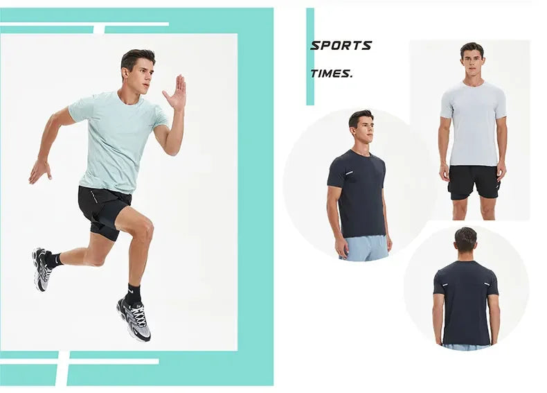Men's Sports Fitness Short Sleeve Gym Compression Workout Casual Quick Dry Muscle Fit T-Shirt