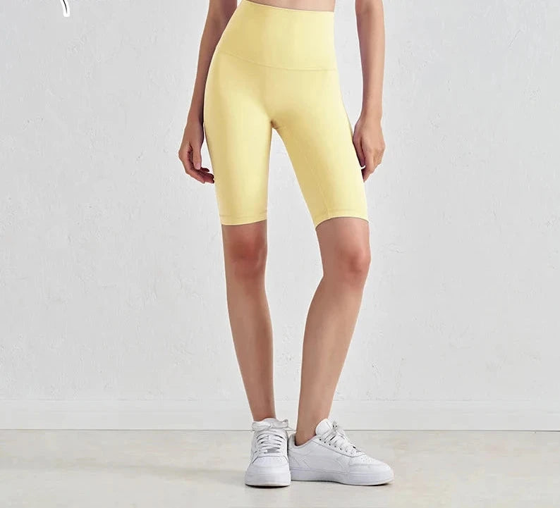 High Waist Gym Shorts - Women's Yoga Cycling Shorts with No T-Line