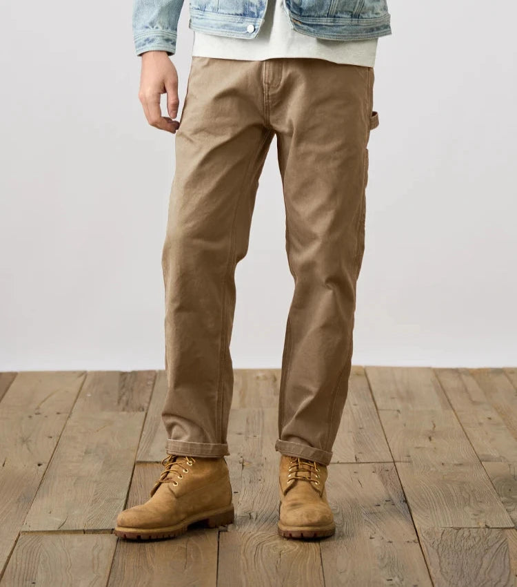 Men's Loose Tapered Cargo 12Oz Cotton Fabric Trousers