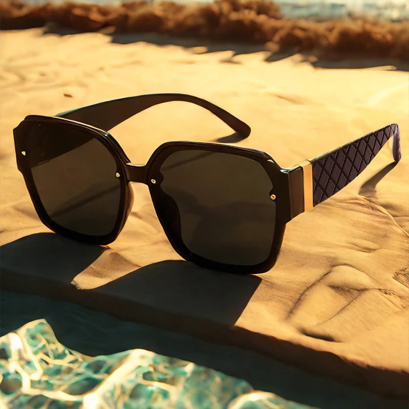 Women's 1/3pcs Classic Square Large Frame Retro Mesh  Gradient Sunglasses UV400