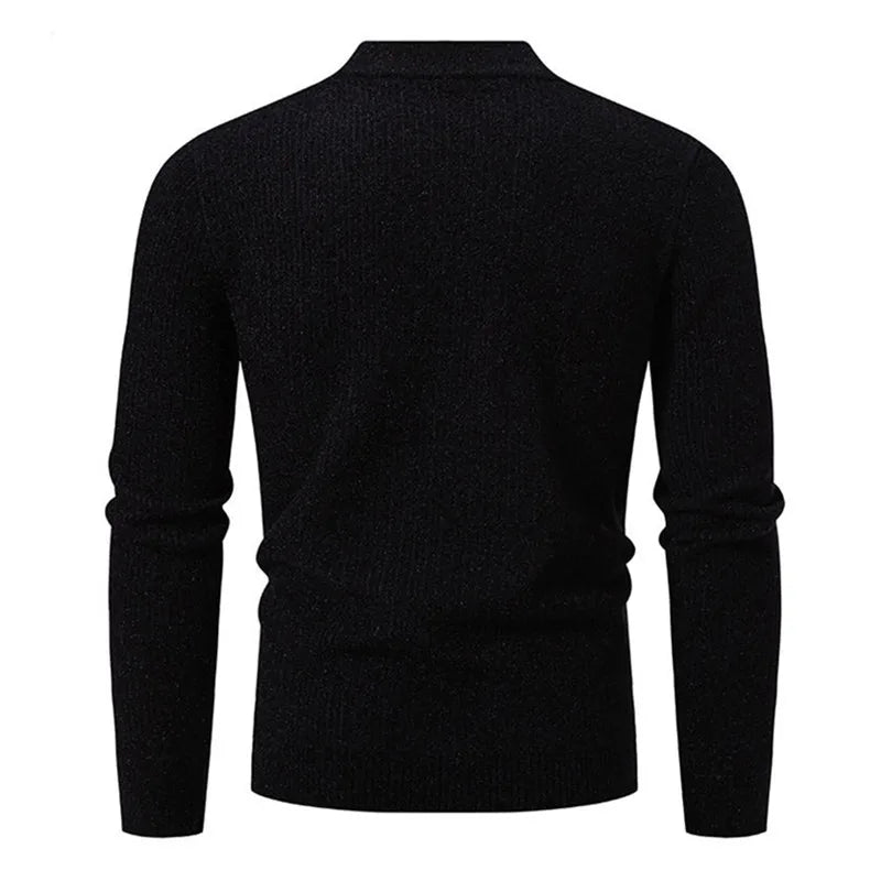Men's Mock Neck Knit Pullover - Autumn Winter Warm Sweater