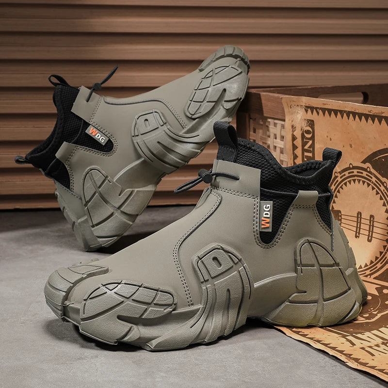 High-Top Platform Sneakers - Men's Slip-On Ankle Boots