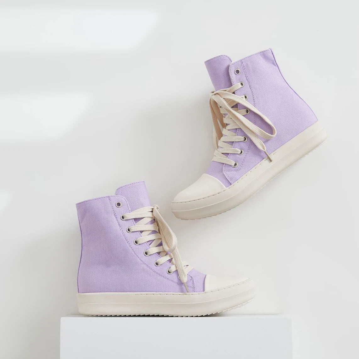 Unisex Mid-Calf Boots - High Top Lace-Up Canvas Sneaker Boots