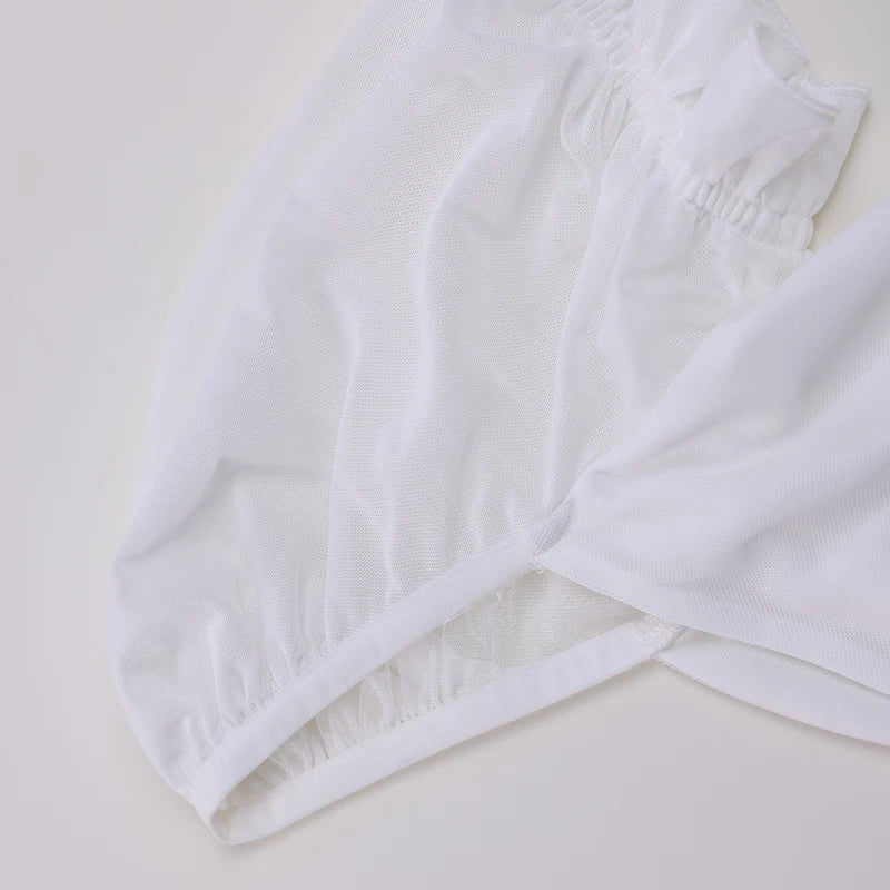 White Hollow Out Ruched Bodycon Mini Dress - Backless High Waist Party Dress