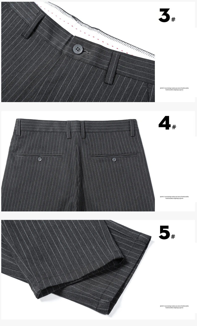 Men's Stripe Plaid Ankle Length Trousers