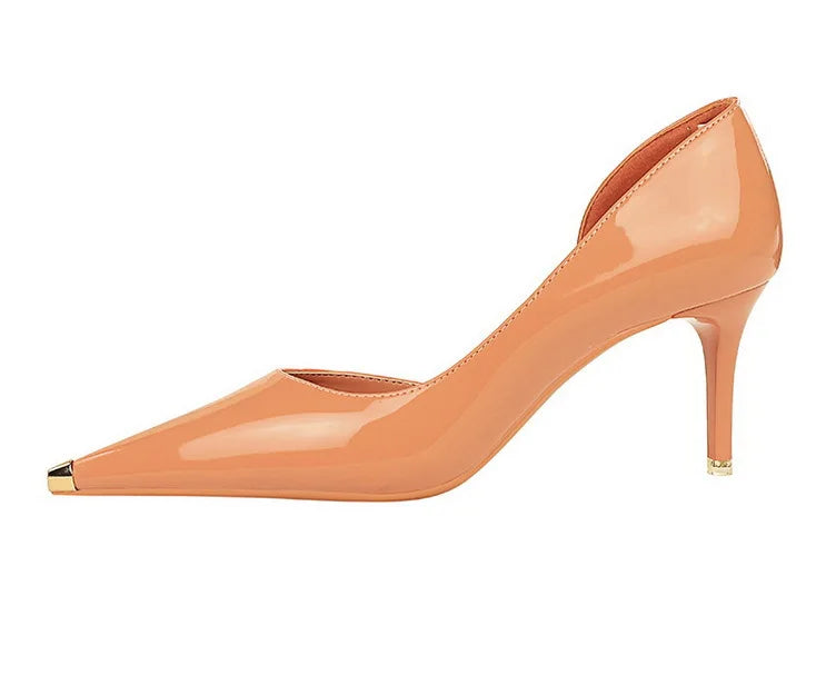 Patent Leather Metal Tip Pumps - Available in 7cm and 10.5cm Heel Heights