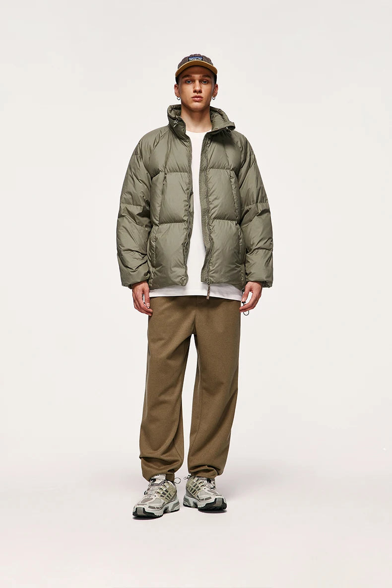 Minimalist Down Jacket Unisex - 90% Down Fill High Collar Winter Outerwear