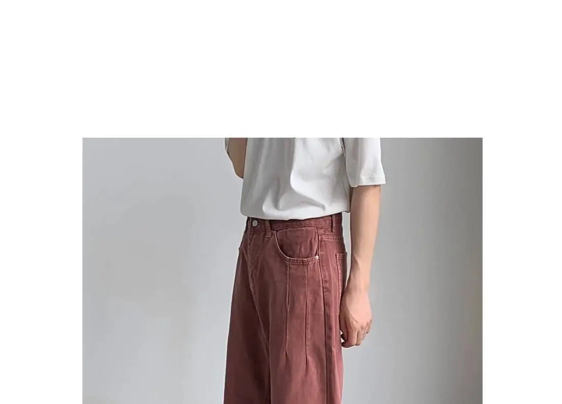 Men's High-Waisted Straight Jeans - Loose Wide Leg