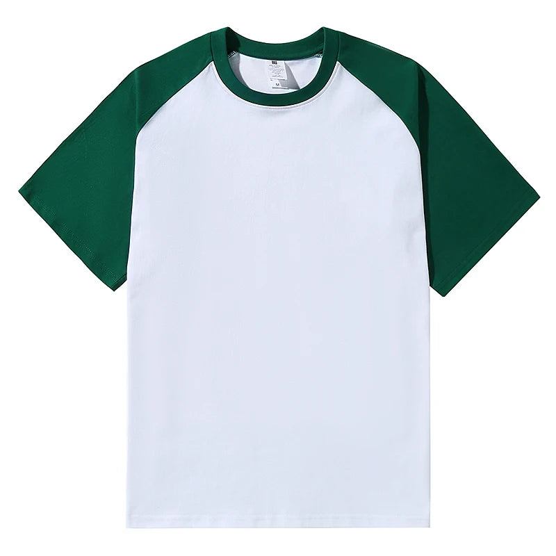 Summer Short Sleeve Patchwork Cotton O-Neck T-Shirt for Men