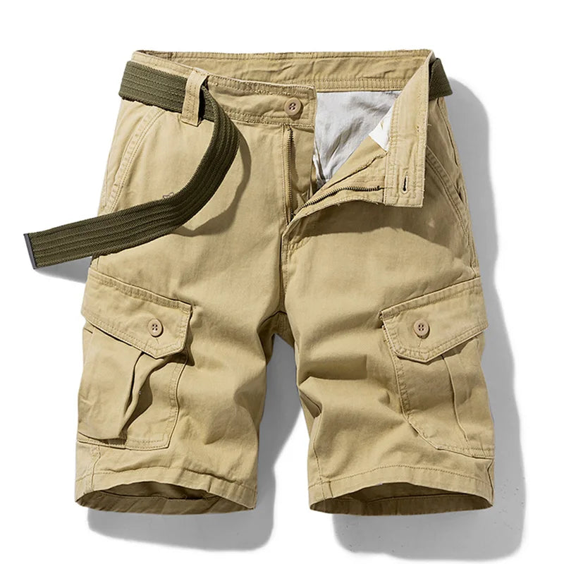 Summer Cotton Cargo Shorts - Multi-Pocket Casual Knee Length Shorts