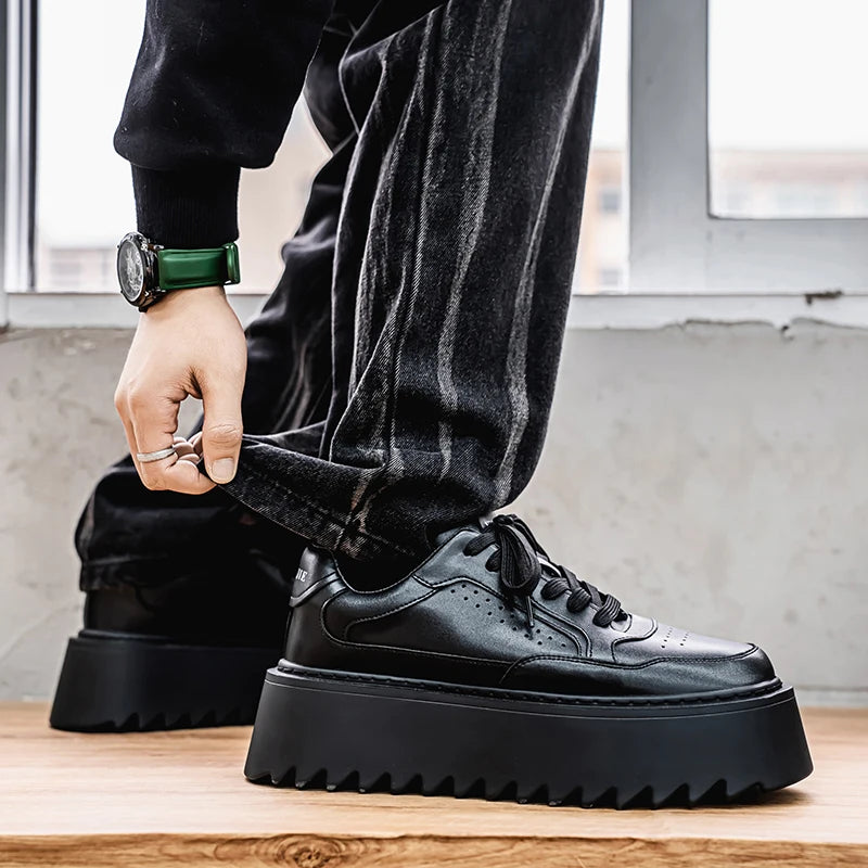 Men's Platform Skateboard Vulcanized Lace Up Sneakers