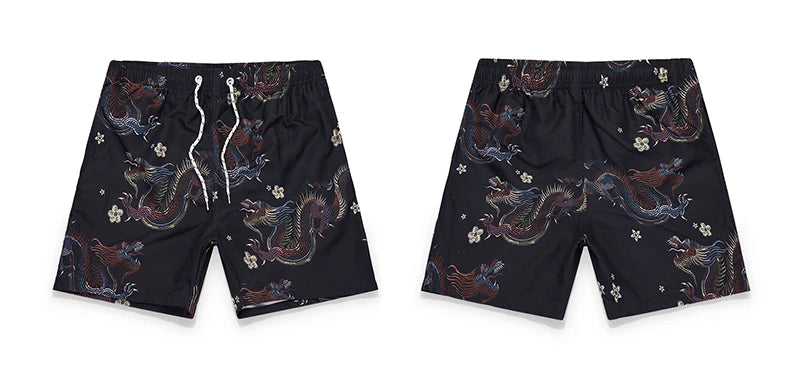 Men's Dragon Print Hawaiian Shorts