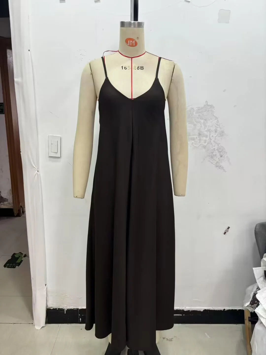 Women's V-Neck Backless Camisole Maxi Dress - Casual Vacation Style