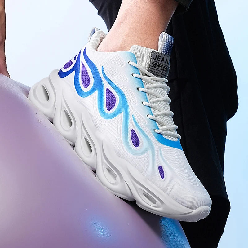 Men's Casual Sneakers Breathable Sports Light Running Tennis Sneaker Lace Up Platform Trainers Shoes