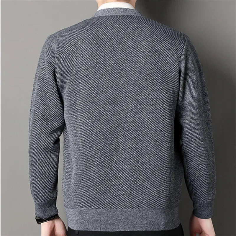 Winter Warm V-Neck Fleece Lined Knit Cardigan