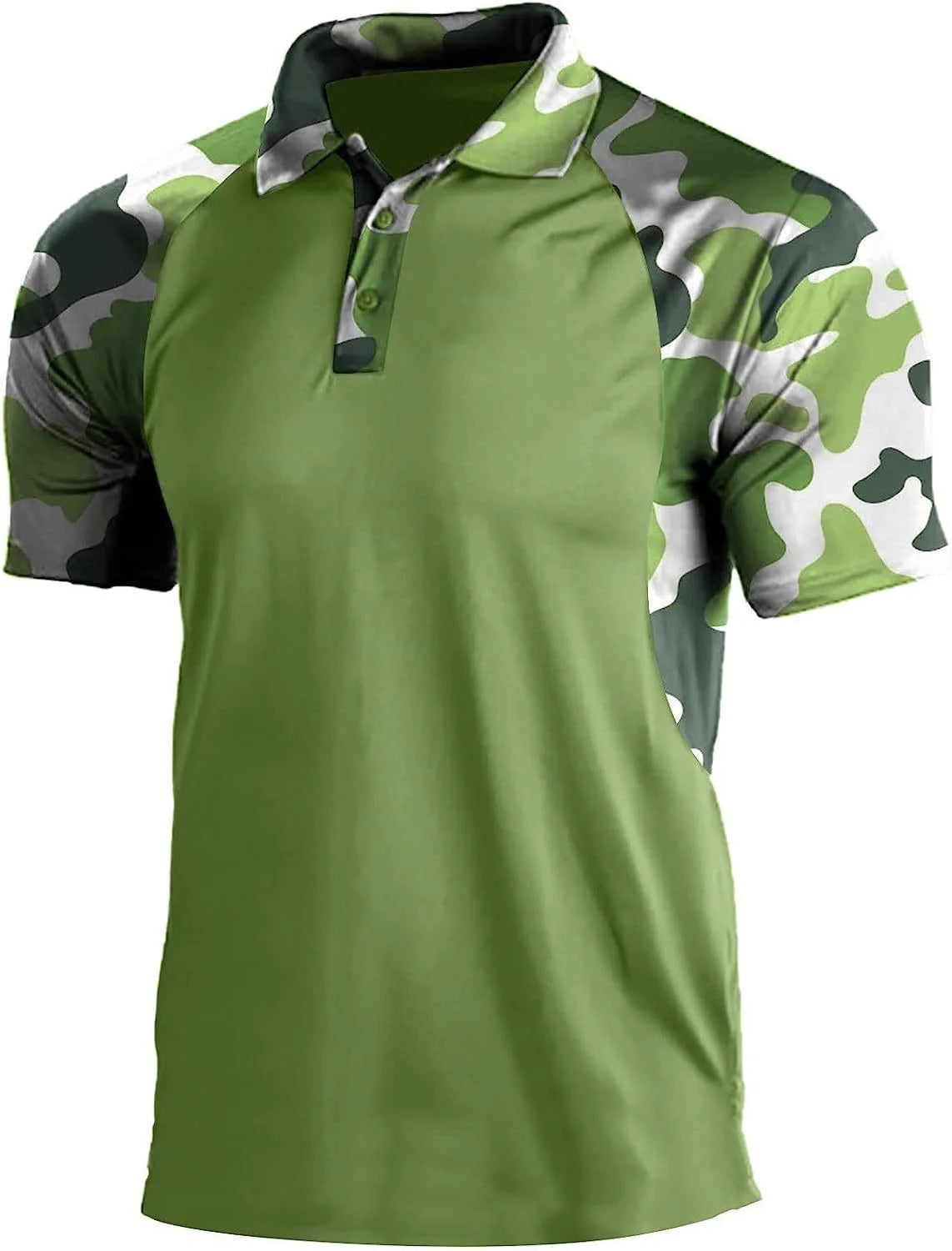 Men's Camouflage Patchwork Polo Shirt - Breathable Sports Top