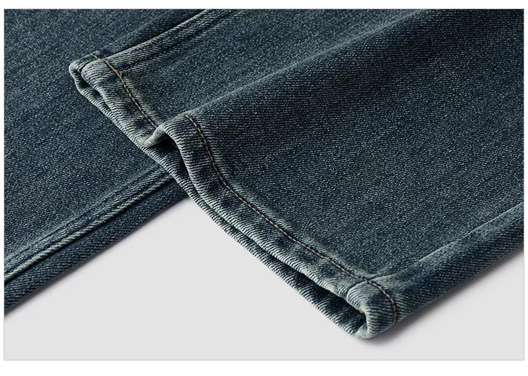 Women's Wide Leg Brushed Denim Jeans - Loose Fit Winter Warm Long Pants