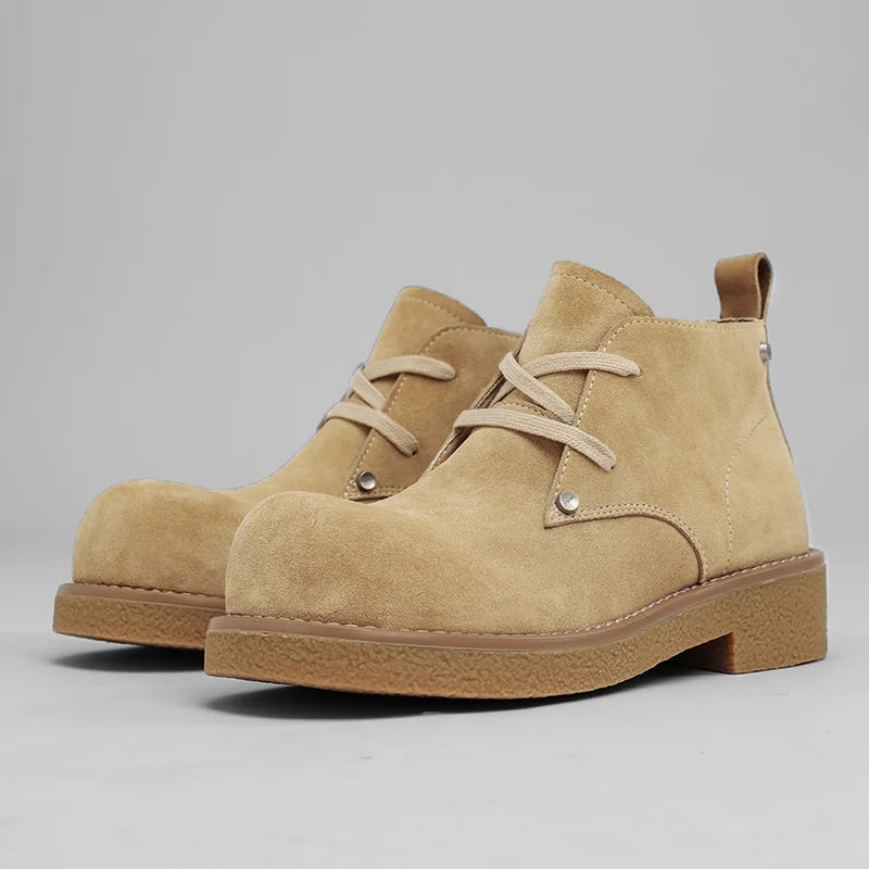 Men’s Casual Platform Lace Up British Style Chunky Ankle Boots