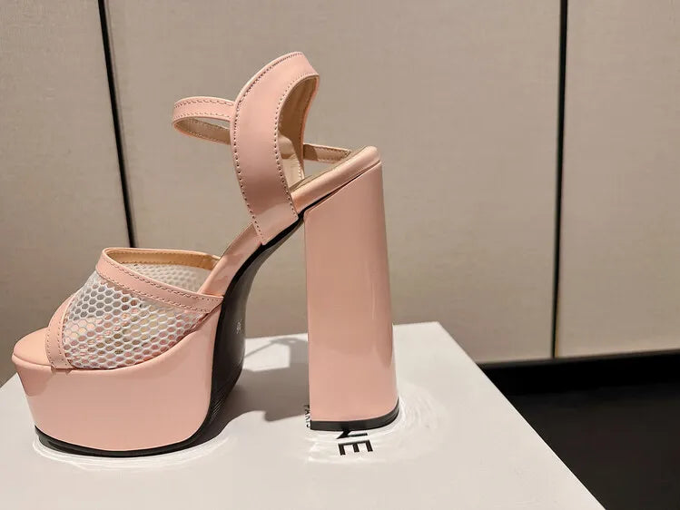 Women's Butterfly Rhinestone Thick Heel Sandals - Open Toe Party Shoes