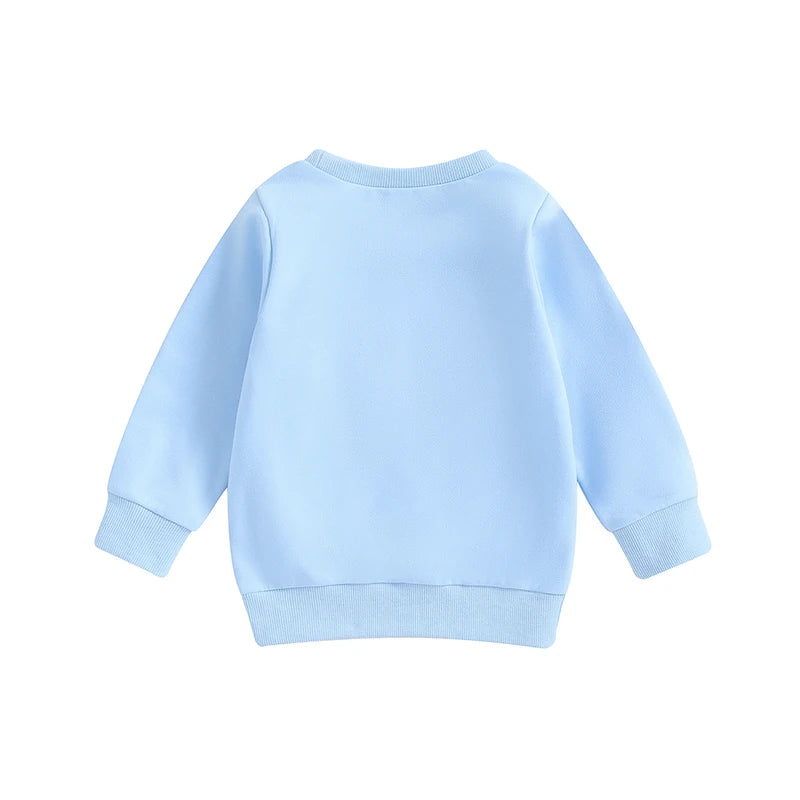 1-5Y Kids Girls Boys Sweatshirt - Long Sleeve Letter Embroidered Round Neck Casual Pullover Top