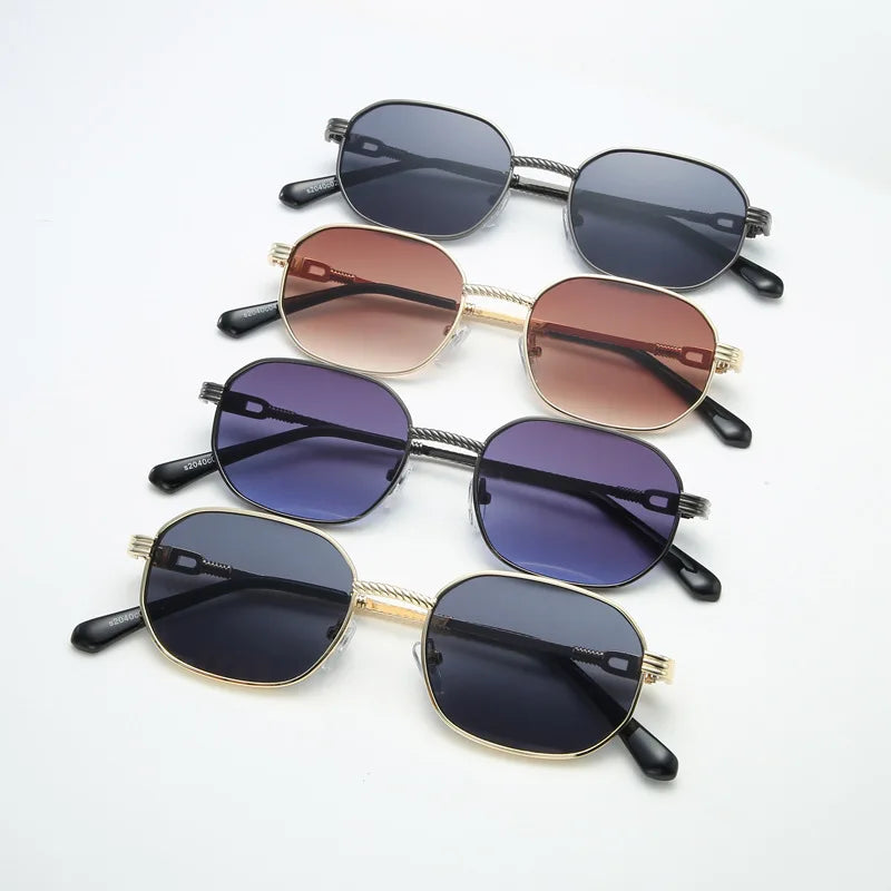 Elliptical Metal Small Frame Sunglasses UV400