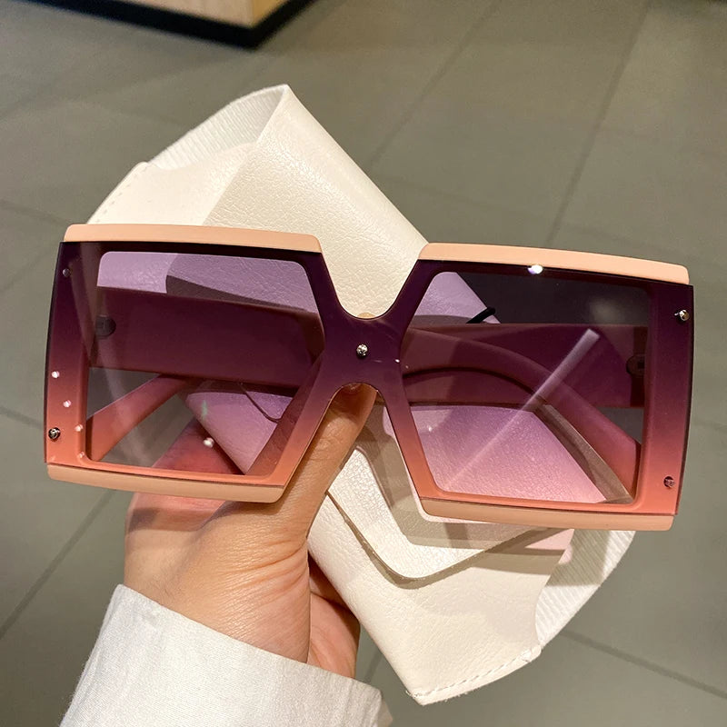 Women's Square Oversized One-pieces Gradient Sunglasses