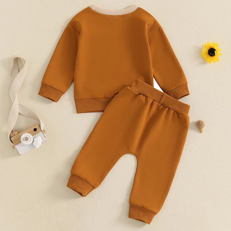 0-3Y  Baby Boys Casual Clothes Sets -  2pcs Contrast Colour Long Sleeve Sweatshirts and Long Pants