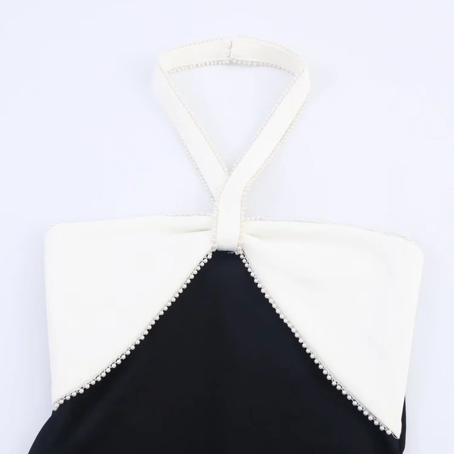 Women's Elegant Bow Detail Elastic Midi Dress with Beading