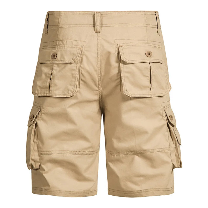 Men's Cotton Cargo Shorts - Multi Pocket Knee Length Summer Shorts