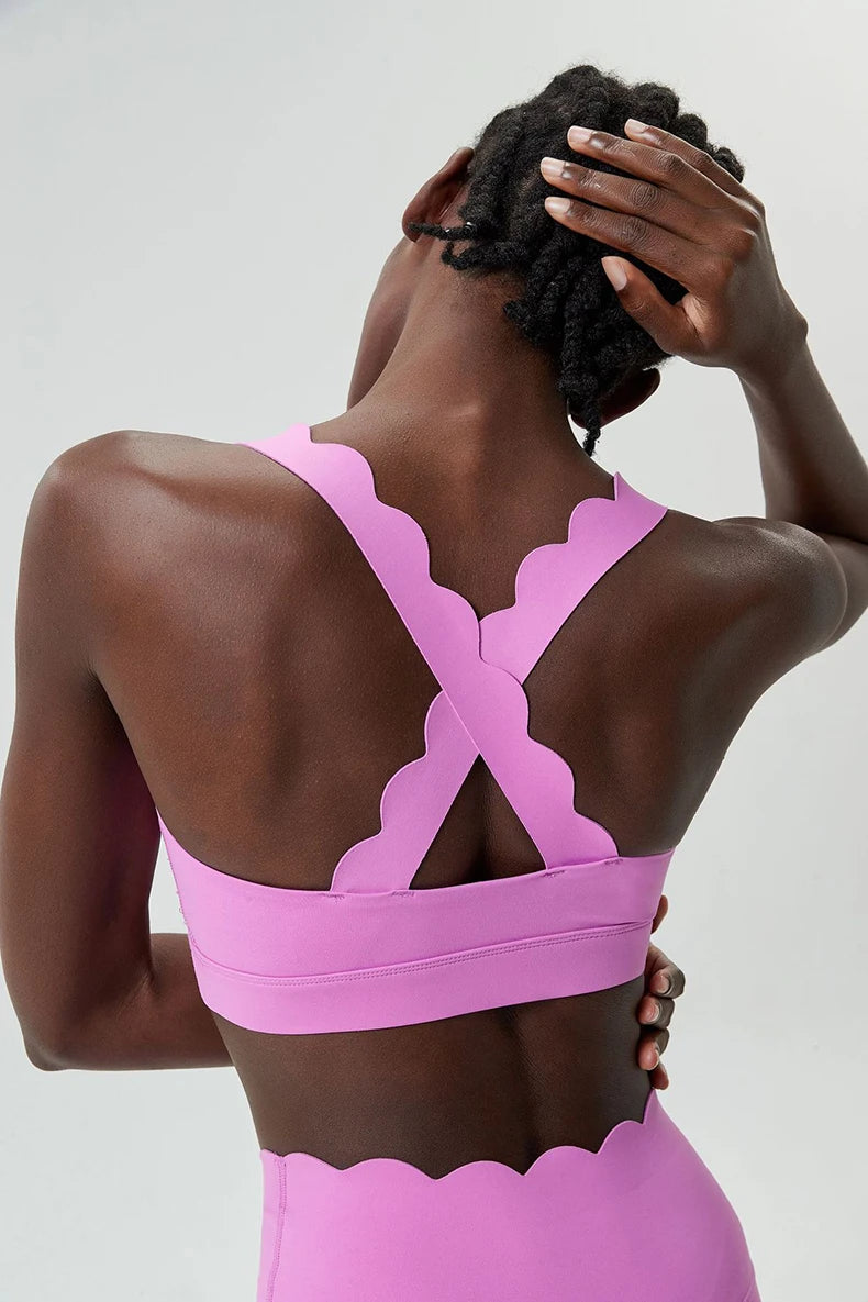 Women's Buttery Soft Fitness Yoga Bra Square Neckline Gym Crop Back Sports Vest