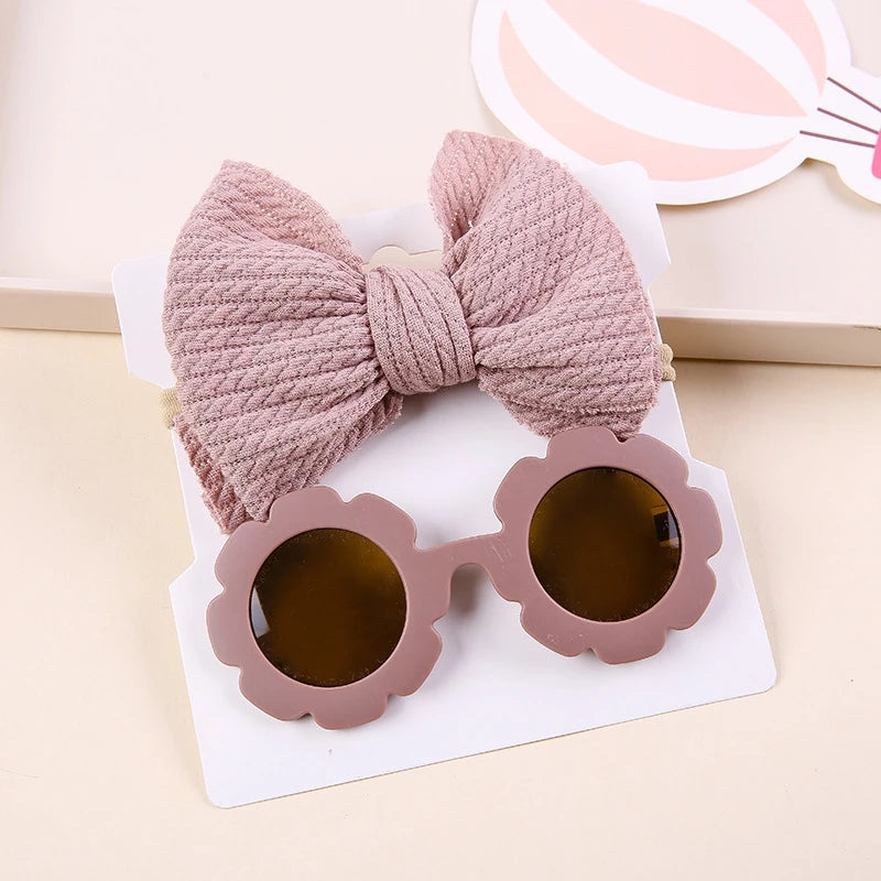 Kids Girls Sunglasses Headband 2pcs Sets Lightweight Sunglasses for Toddler