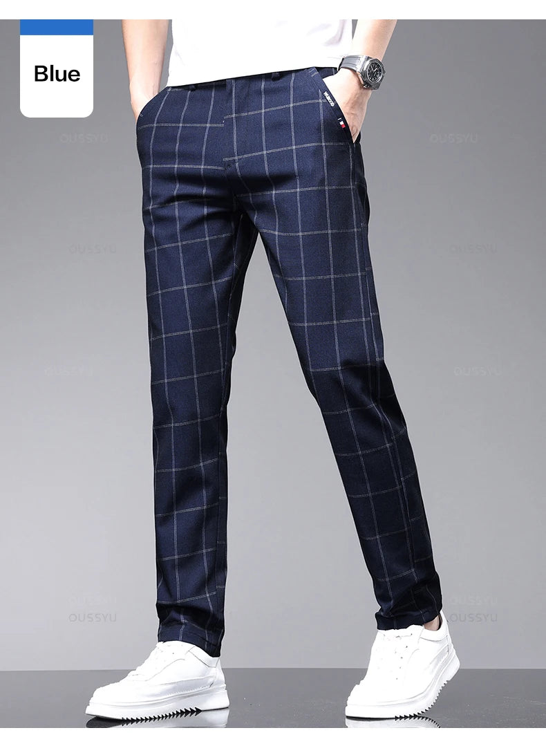 Men's Plaid Stretch Trousers