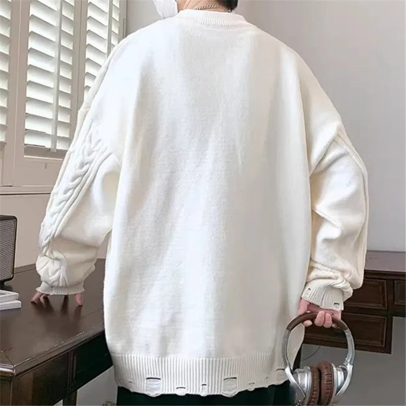 Men's Round-Neck  Knitted Pullover Loose Sweater
