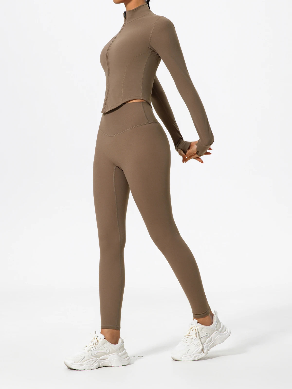 Ultra-Soft 2-Piece Gym Set - Long Sleeve Jacket & High Waist Leggings