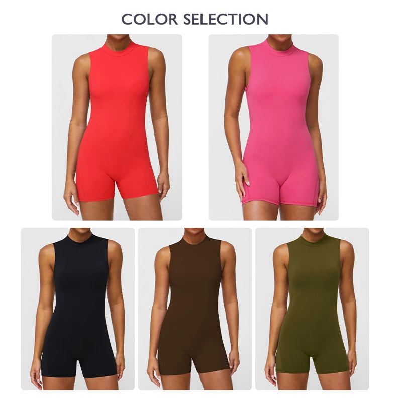 Women's Slim Fit One-Piece Sports Jumpsuit — Sleeveless Open Back Yoga Set