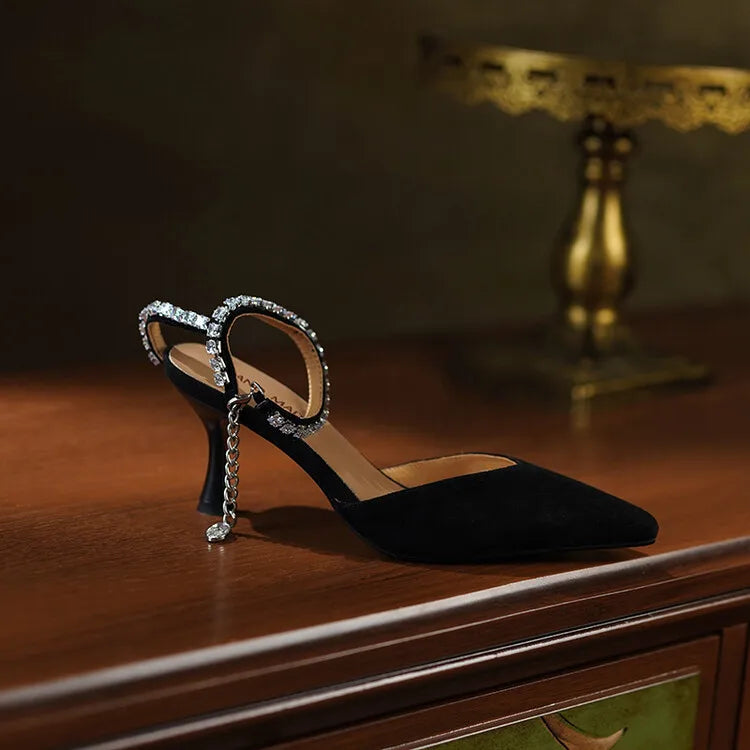 Women's Pointed Toe Rhinestone Wedding Sandals - Bowknot Pendant Pumps