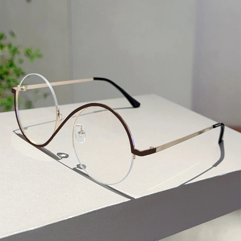 Women's Semi-Rimless Round Frame Fashion Eye Glasses