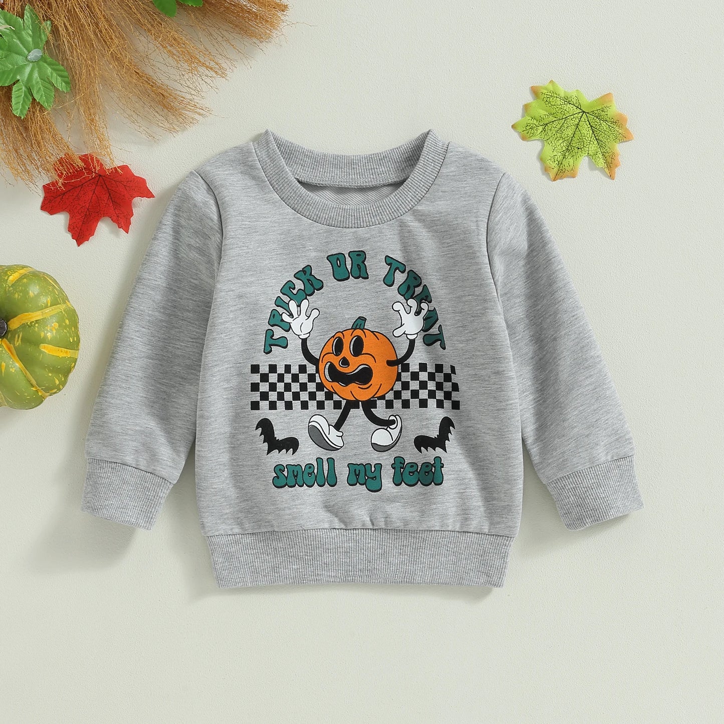 0-4Y Autumn Kids Boys Girls Sweatshirt T Shirts Long Sleeve Pumpkin Letters Print Pullover Halloween Clothes