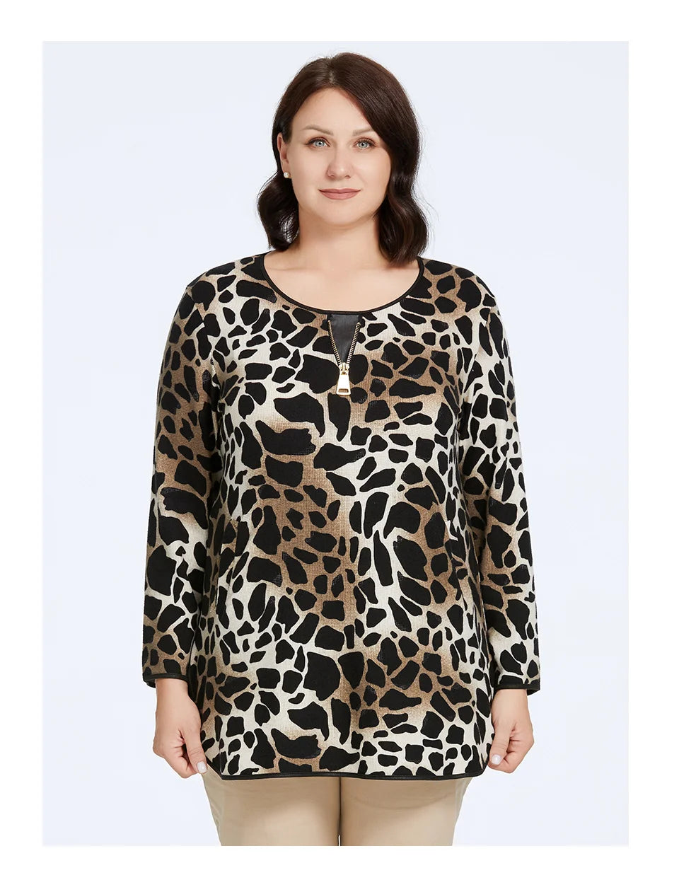 Women's Oversized Graffiti Print Fleece Top with Silver Trim