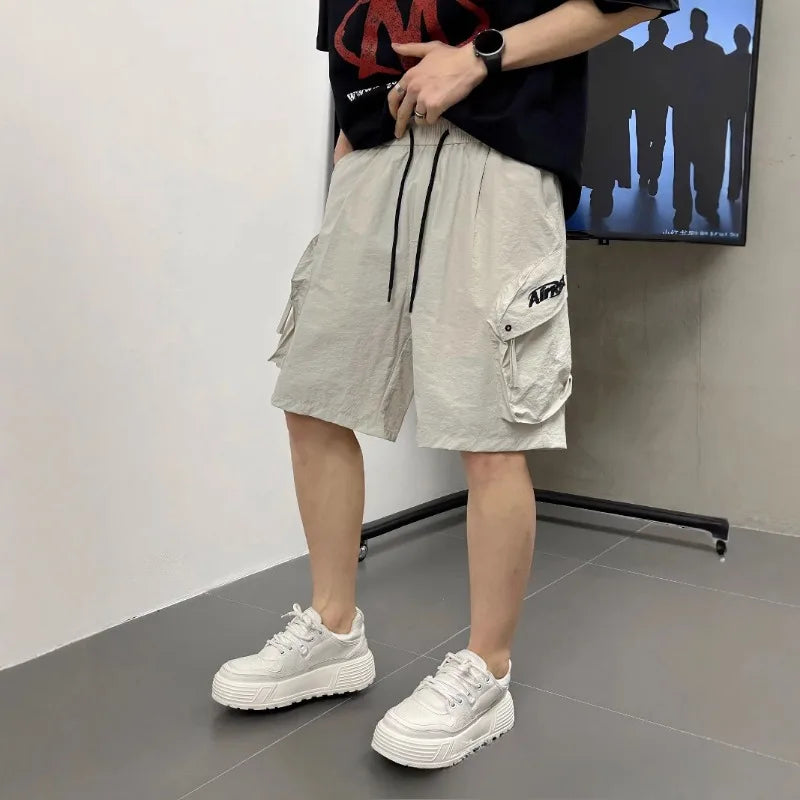 Men's Casual Cargo Shorts Knee Length Summer Drawstring Shorts