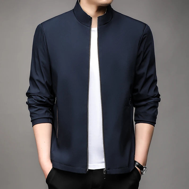 Men's Stand Collar Smart Casual Outerwear  Zipper Jacket