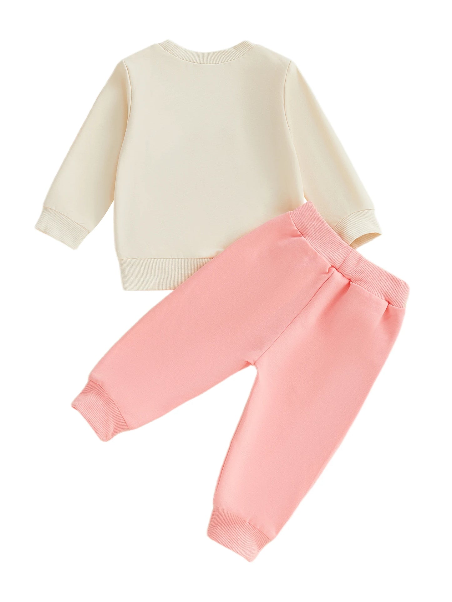 Toddler Baby Girls Fall Winter Outfit Set - Star Bow Embroidery Sweatshirt & Pants 0-3Y