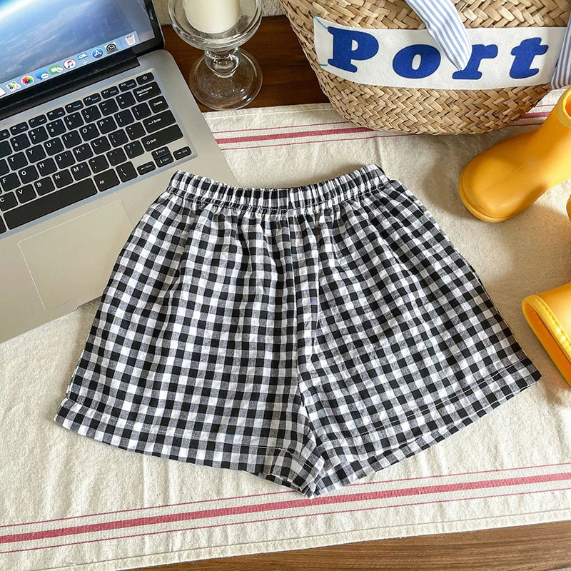 Girls' Boy's Kids Unisex Plaid Shorts 2-7Y