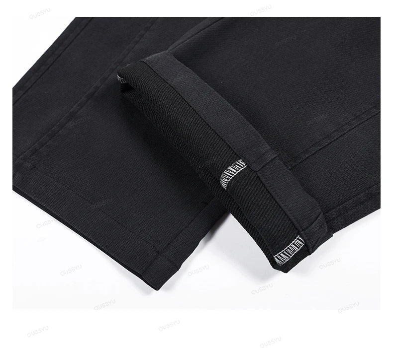 Men's Lyocell Blend Heavyweight Straight Leg Trousers | Elastic Waist M–5XL
