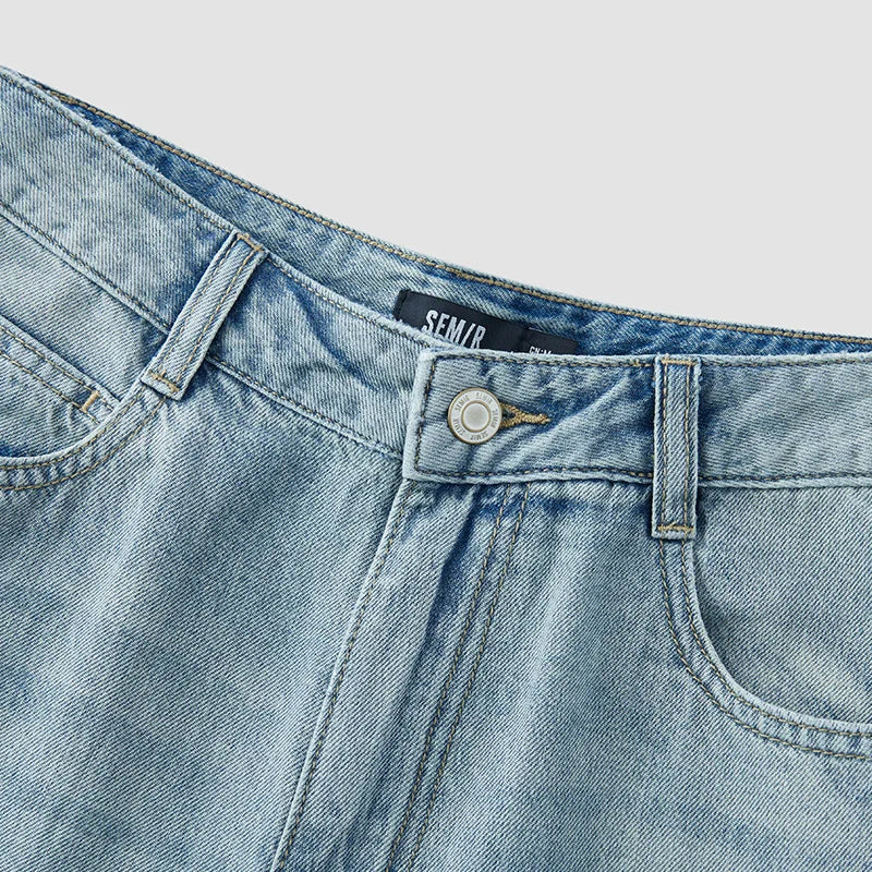 Women's Vintage Cotton Wide Leg Jeans - Curved Hem Retro Style