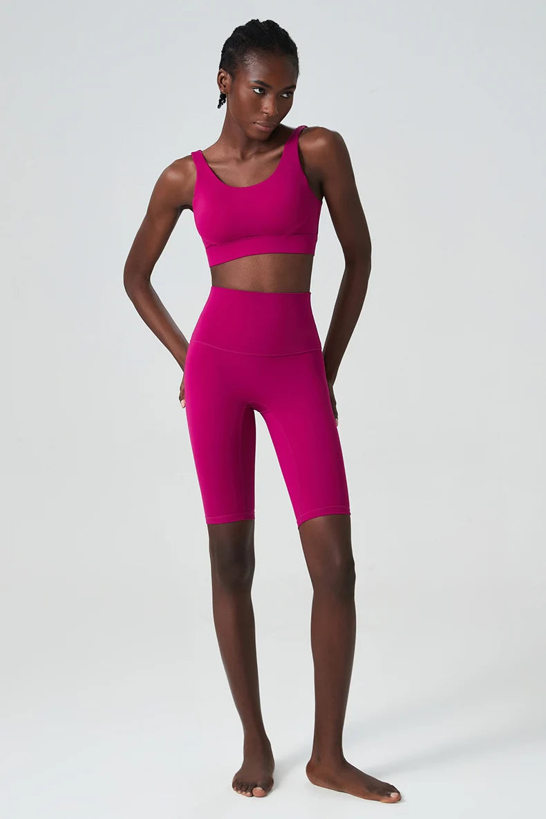 Women's 2-Piece Super Stretch Fitness Set - Short Top & Shorts Yoga Suit