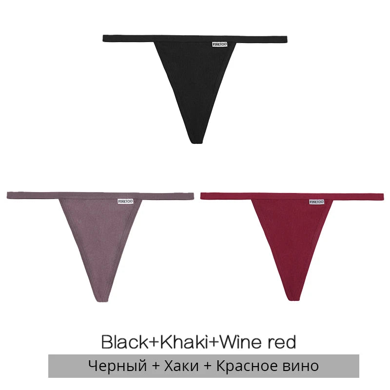 Cotton Thongs 3-Pack Set - Low-Rise Comfortable Underwear