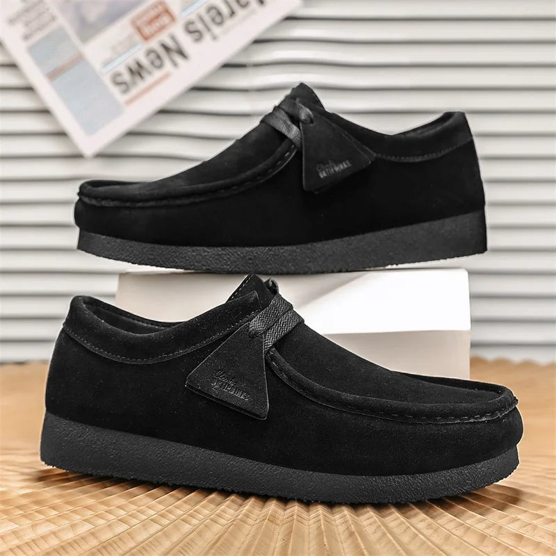 Men's Casual Suede Slip On Comfortable  Platform British Shoes