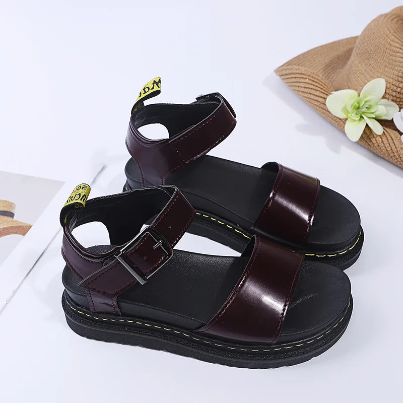 Women's Ankle Strap PU Thick-soled Soft Buckle Sandals